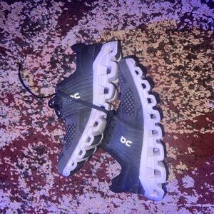 On Running Dark Gray and White Athletic Shoes